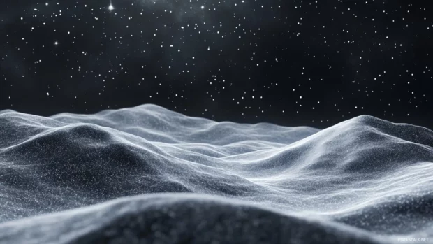Soft hills rolling under silver constellations.