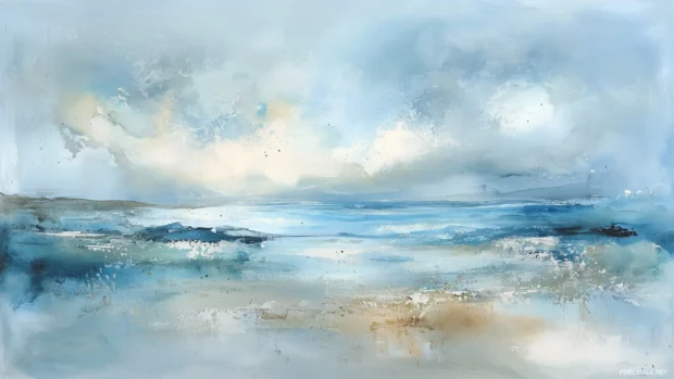 Soft light blue watercolor background with calming, serene tones.