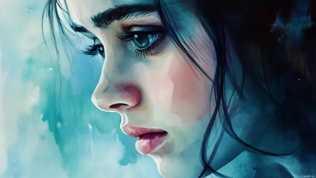 Soft light blue watercolor background with calming tones.