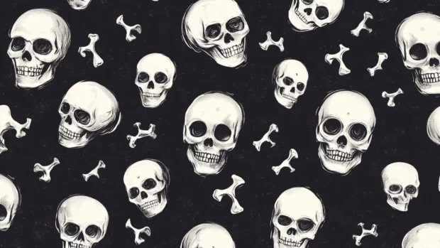 Soft lined skull pattern alternating with small bones.