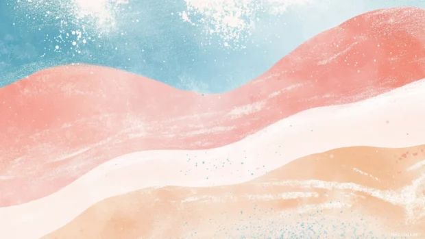 Soft pastel summer with aesthetic beach waves and sand patterns, perfect for a desktop lock screen.