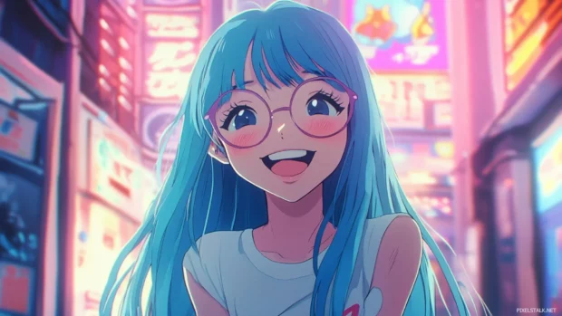 Soft pastel tones surrounding a smiling anime girl wallpaper pastel style.