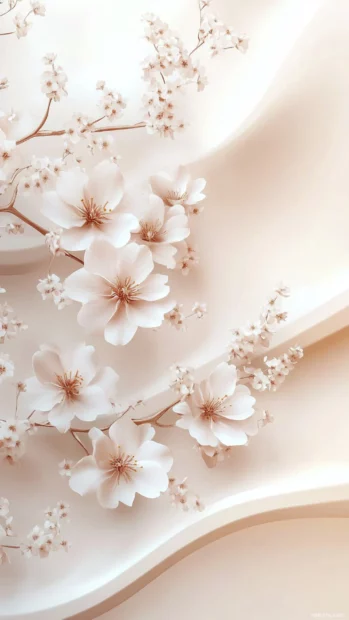 Soft sand tones ripple across the lock screen Wallpapers aesthetic, blending smoothly into delicate floral shapes.
