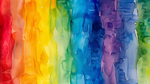 Spectrum rainbow watercolor background with a range of colors.