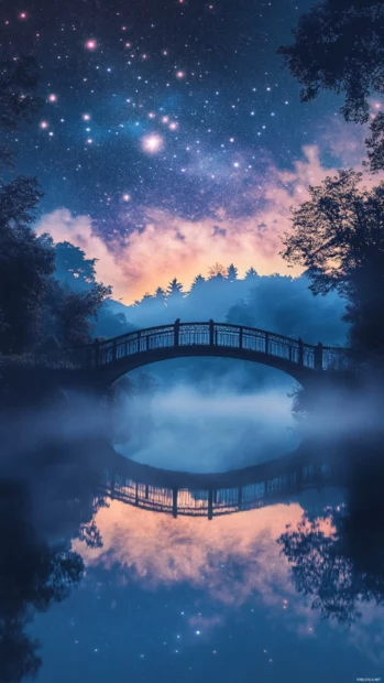 Starry bridges arching over misty rivers.