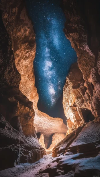 Starry caves glistening with ancient echoes.