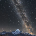 Starry galaxy wallpapers for iPhone, the silent breath of mountains crowned with silver stars.