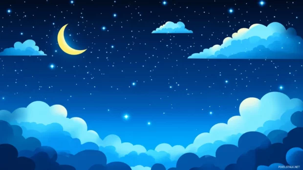 Stars hiding behind soft midnight clouds.