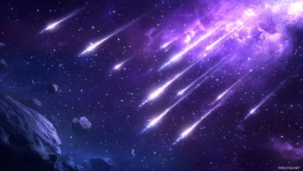 Stars shooting across deep purple skies, beautifully captured for Shooting stars wallpaper.