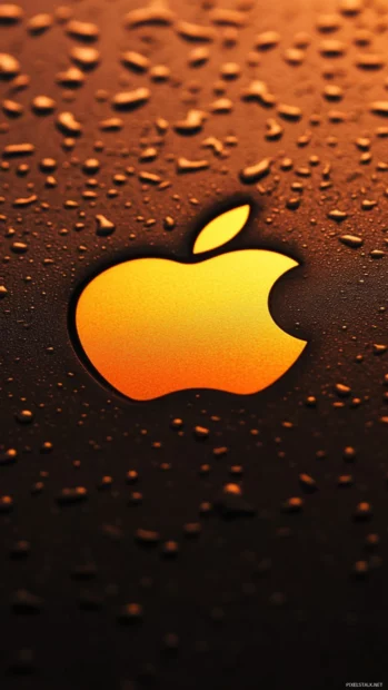 Stunning Apple iPhone Wallpapers with high resolution Apple logo close up.