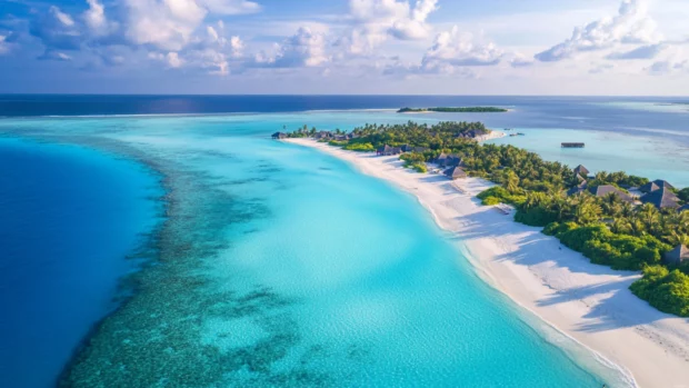 Stunning aerial beach view commonly searched in 8K wallpapers for PC.