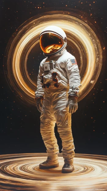 Stunning iPhone wallpaper of an astronaut lost in a surreal dreamscape of Saturns rings, fitting Astronaut in Space Wallpaper category.