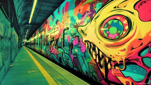 Stylish Cool Moving Wallpapers with animated graffiti art pulsing to beats.