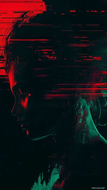 Stylish Dark Lock screen Wallpapers with subtle glitch effects adding cool modern vibes.