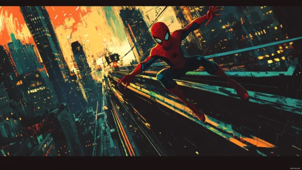 Stylized Spider Man art inspired by comic book aesthetics, amazing for Spider Man 4K wallpapers.