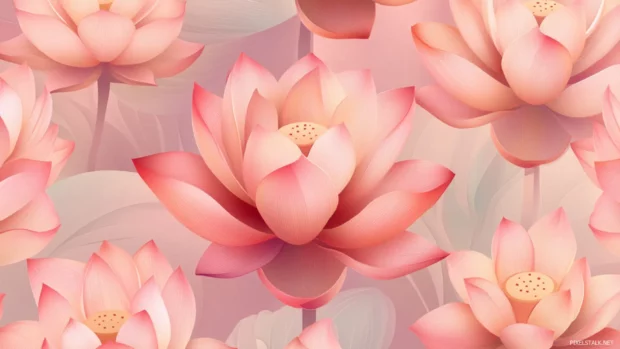 Stylized lotus flower pattern with soft gradients in earthy pink tones.