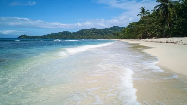 Summer Vibes spread across a sandy beach with crystal clear waves gently rolling.