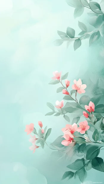 Summer iphone wallpaper blending cool mint tones with subtle floral accents.