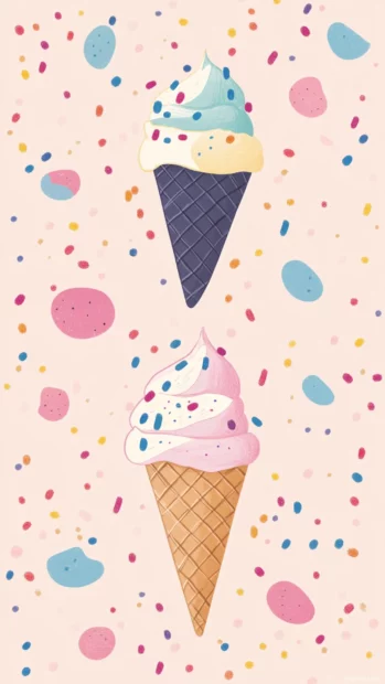 Summertime cuteness with ice cream cones and soft pastel sprinkles.