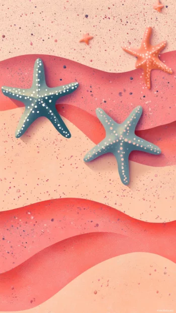 Summertime joy with playful starfish and pink sandy backgrounds.