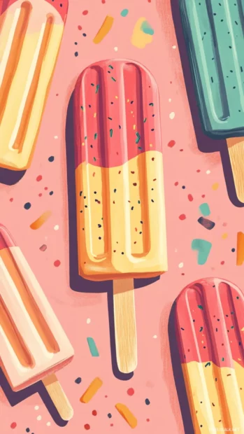 Summertime memories shimmer through popsicle patterns in pastel tones.