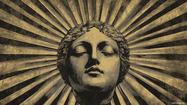 Sunburst design emanating from lower left corner in vintage style.