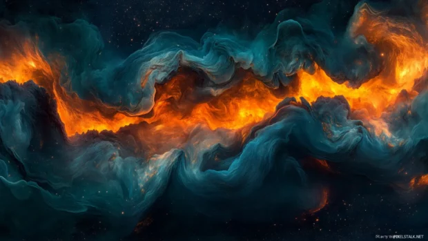 Surreal Starry Night, exaggerated swirling skies, glowing stars, modern photographic elements, impressionist style.