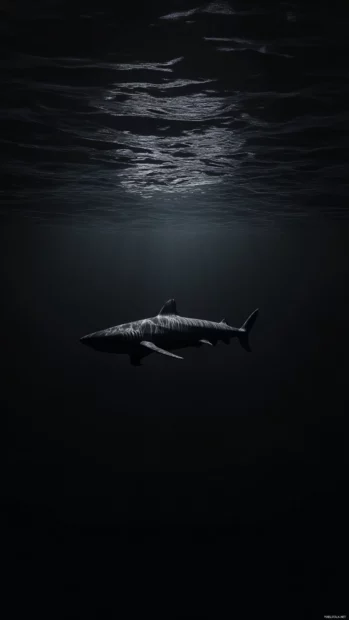 Surreal ocean layering around calm, still shark pose.