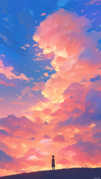 Sweet dreams and sleepy clouds settle over cartoon wallpapers for iPhone screens.