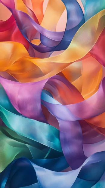 Swirling holographic ribbons undulating softly.