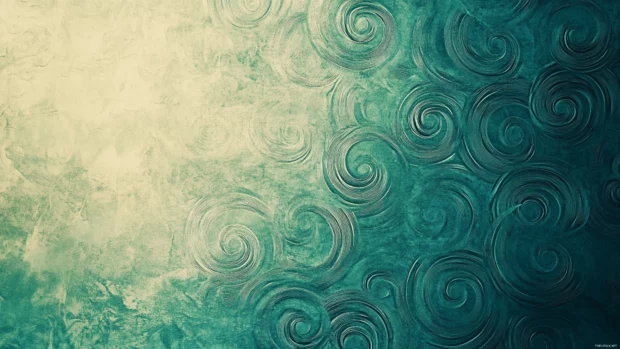 Swirling patterns of faded blues and greens, creating a hypnotic Vintage Trippy Wallpaper effect.