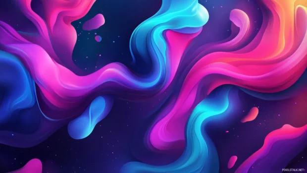 Swirling vortex of neon lights in vivid pink, blue, and purple hues, Vector illustration.