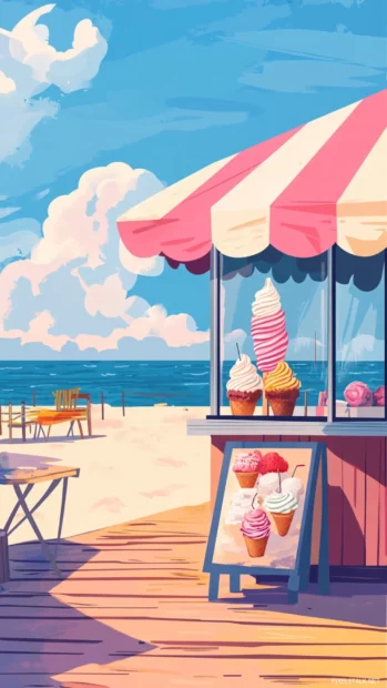 The charm of Summer captured in an ice cream stand by the boardwalk.