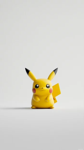 The lone figure of Pikachu rests calmly in the center of a blank white space.