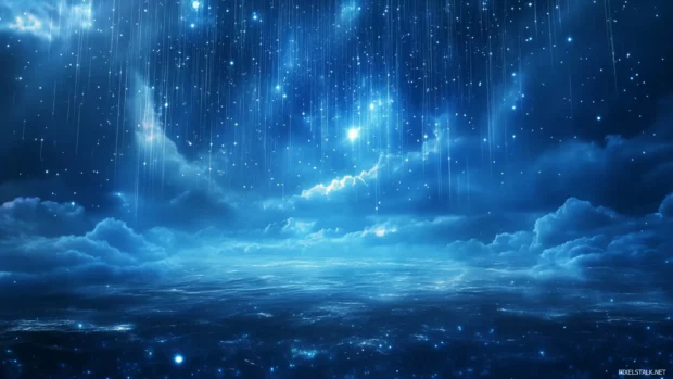 The ocean roaring beneath a rain of stars.