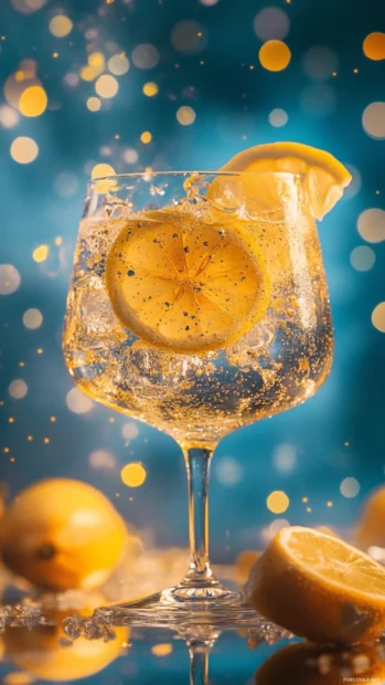 The sparkle of Summer Vibes reflects on a glass of iced lemonade.