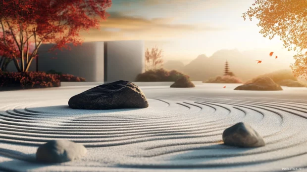 This artwork of Zen Garden redefines what High res creative PC wallpaper can be.