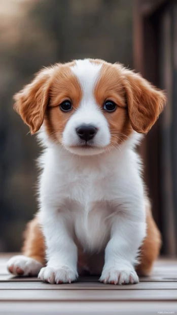 This brown and white puppy with floppy ears is the cutest addition to your aesthetic puppy wallpaper collection.