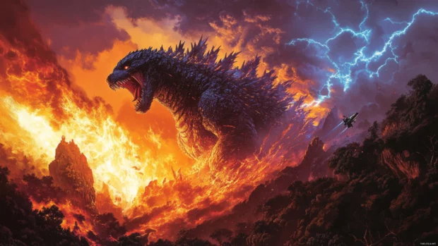 Thunderous attack scene captured in detailed Godzilla 4K desktop wallpapers.