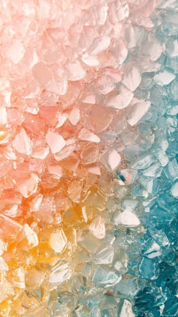 Tiled summer aesthetic background blending coral pinks, ocean blues, and sandy yellows for iPhone.