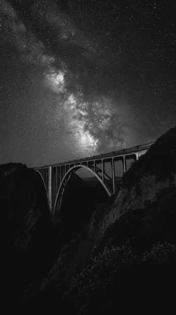 Tiny bridges stretching under a canvas of stars.