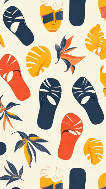 Tiny flip flops and ice cream motifs forming a Preppy Summer pattern.