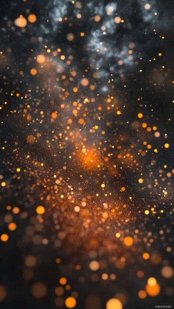 Tiny glowing particles rising in a dark void.