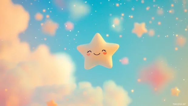 Tiny smiling stars floating over a pastel sky, sparkling softly in cute stars wallpaper hd.