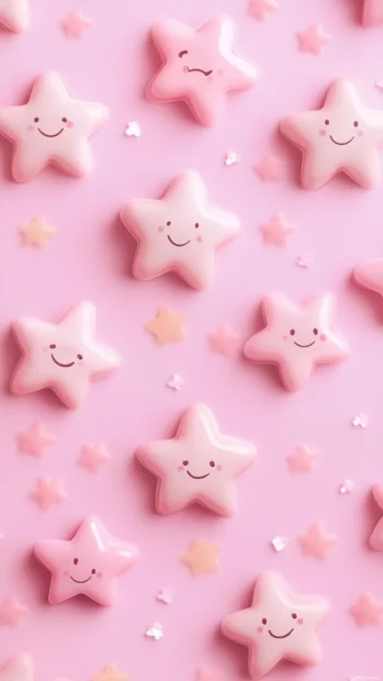 Tiny smiling stars scattered across a light pink background.