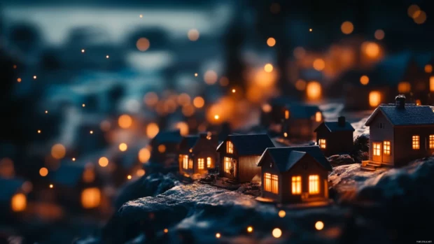 Tiny villages blinking under the cosmic tides.