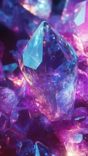 Trendy Cool Moving Wallpapers of luminous crystals rotating softly.