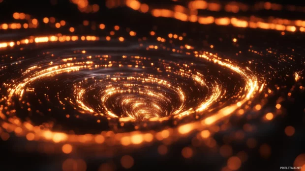 Trippy Moving Wallpaper showcasing a spiraling time loop with glowing waves and mirrored trails.
