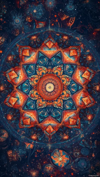 Trippy Moving iPhone Wallpapers of kaleidoscopic mandalas pulsing with vivid light.