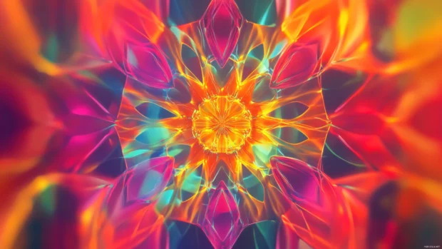 Trippy moving PC wallpaper with kaleidoscopic colors shifting and morphing.